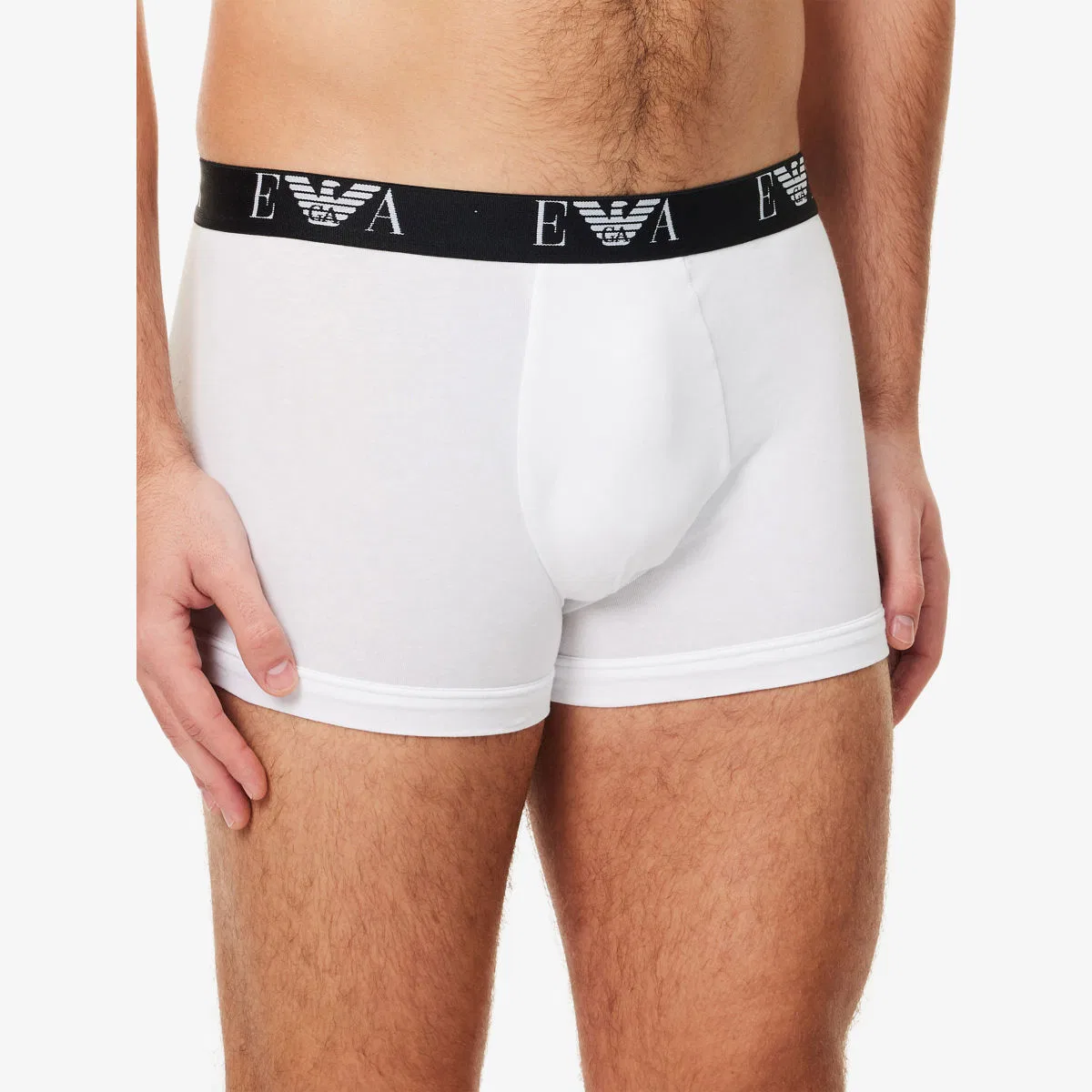Комплект из трех хлопковых боксеров с фирменным поясом Emporio Armani, белый — фото 4
