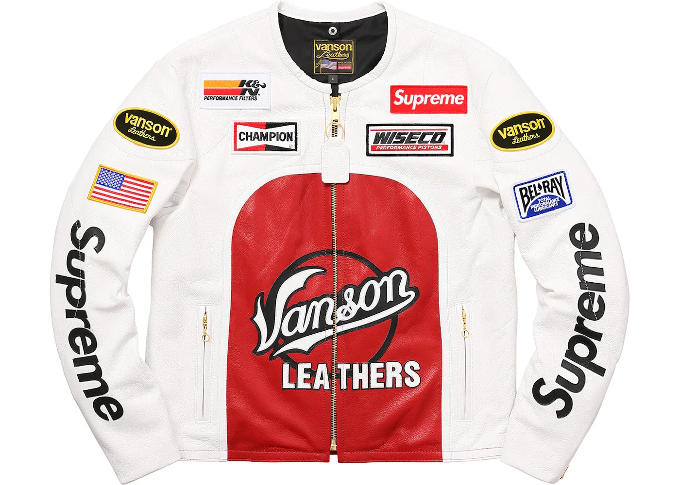 Мужская куртка с принтом Supreme Vanson Leather Star Jacket, White