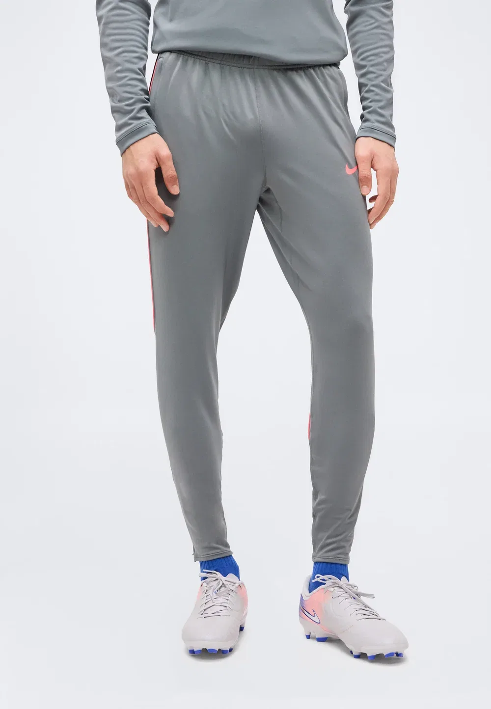 Мужские футбольные штаны - спортивные брюки Nike Performance, Smoke Grey/Black/Hot Punch
