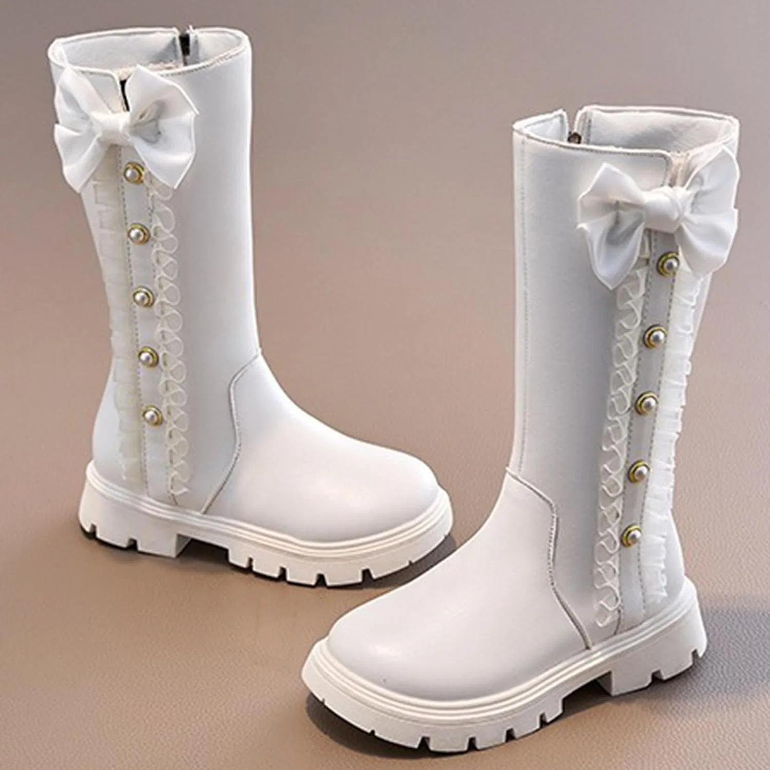 Детские сапоги для девочек с принтом, модель Princess Cowgirl, White — фото 4