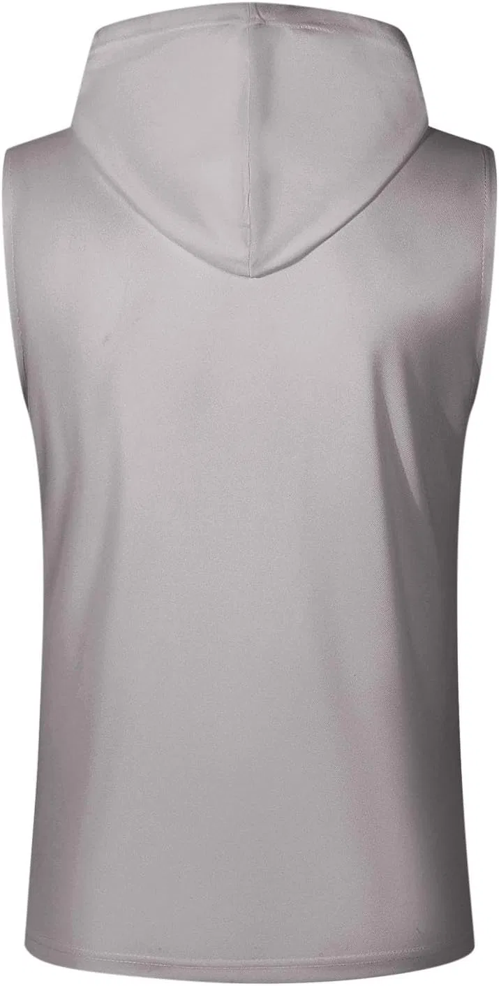 Мужская тренировочная худи с капюшоном, короткий рукав, Solid Color, Gray — фото 3