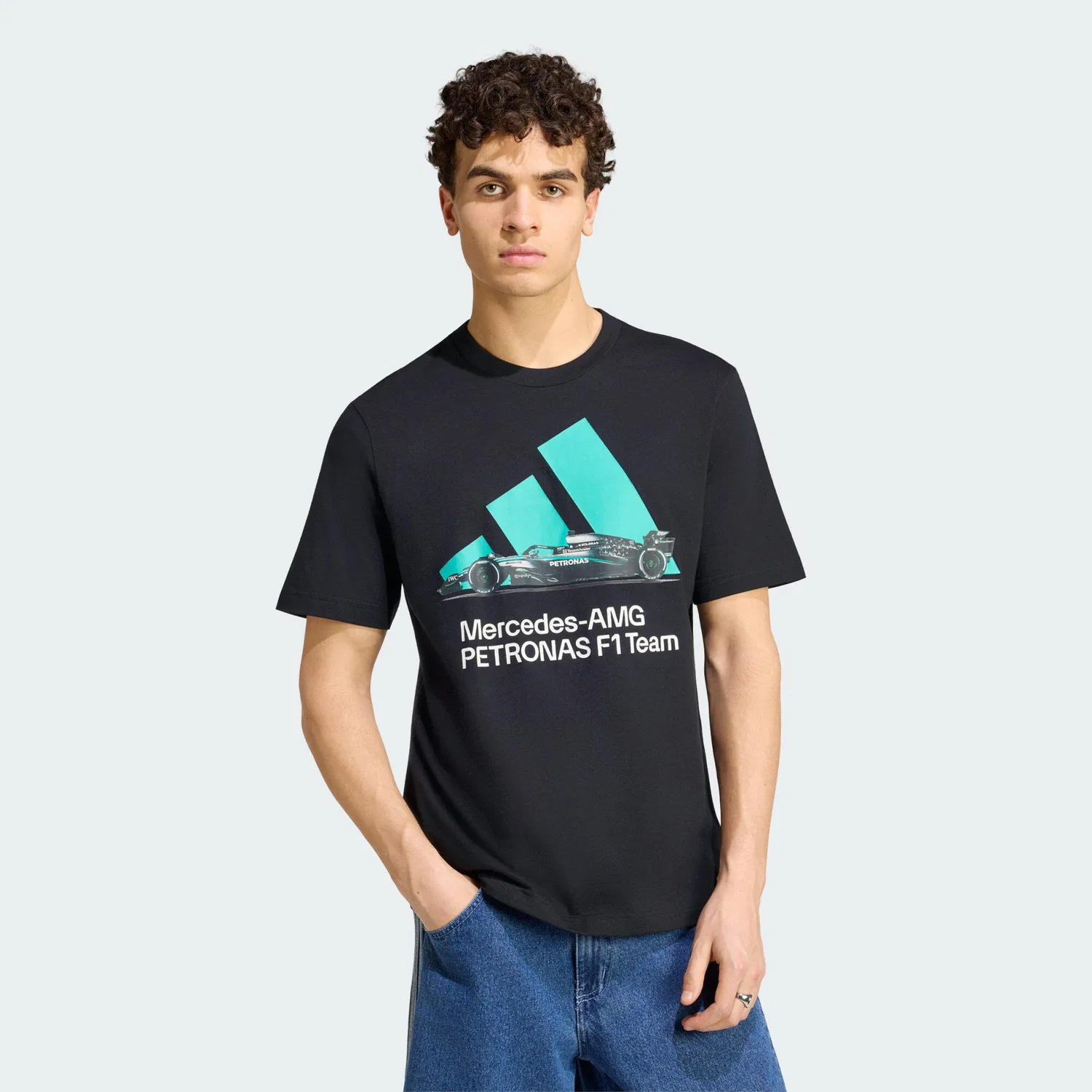 Мужская футболка с графикой Mercedes-AMG Petronas Formula 1 Team Adidas, Schwarz Turkis