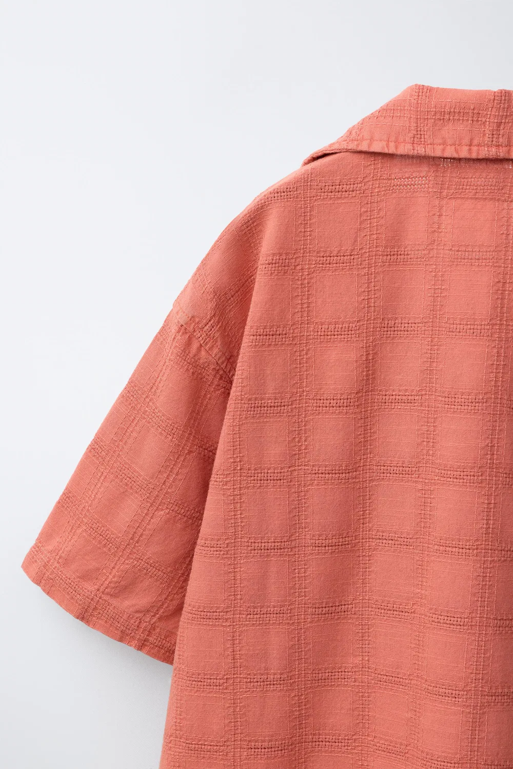Рубашка в клетку с текстурой ZARA, Orange — фото 4