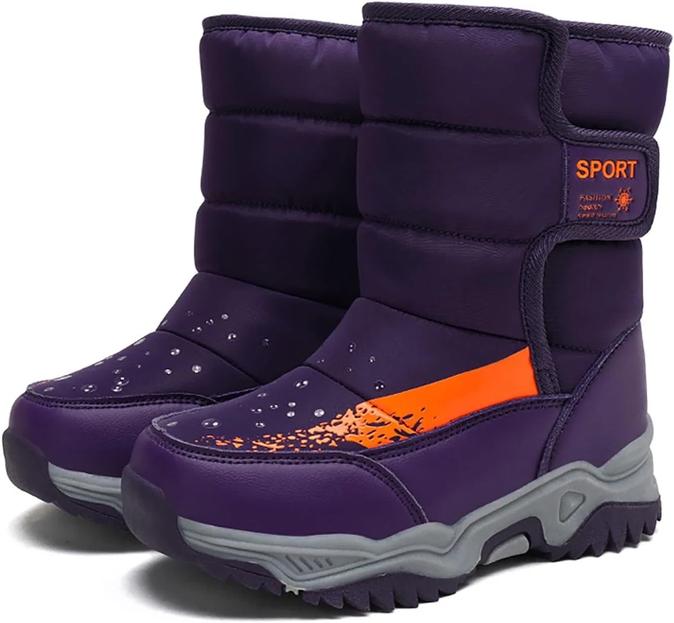 Детские зимние ботинки для девочек и мальчиков с принтом, модель Girls Boys Snow Boots, Purple
