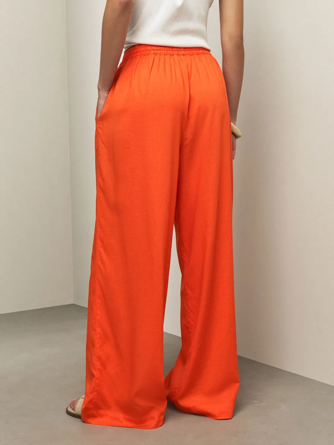 Брюки широкие на резинке Orange Wide Leg Next, оранжевый — фото 3