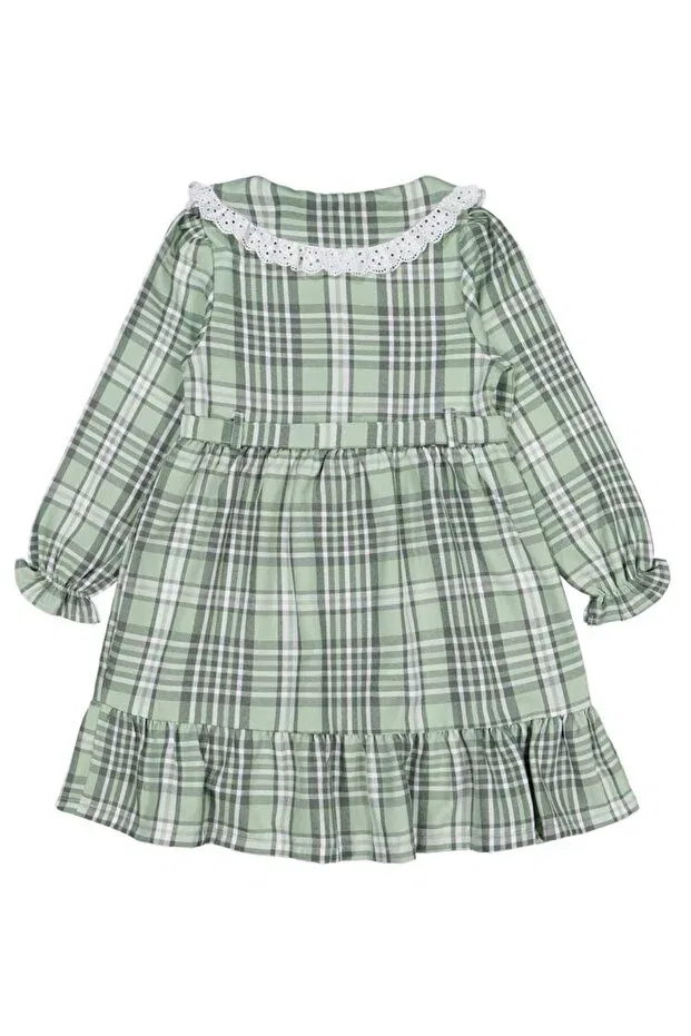 Детское платье для девочек с принтом Plaid Patterned Dress Civil Girls, Green — фото 2