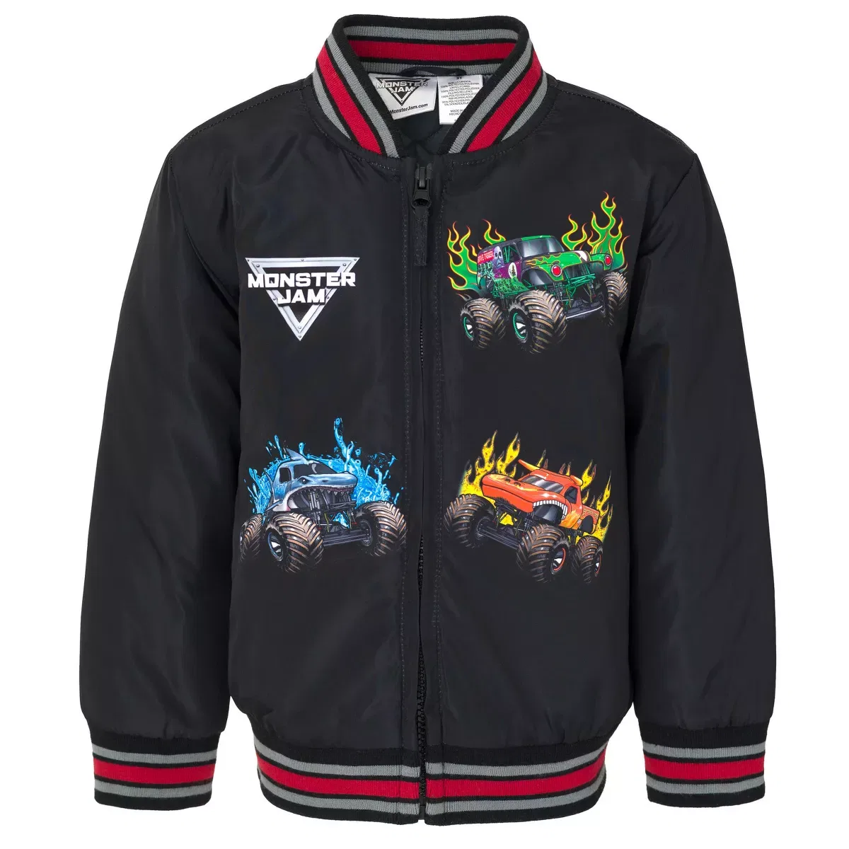 Детская куртка-бомбер с принтом Monster Jam Grave Digger El Toro Loco Megalodon Monster Jam, Black