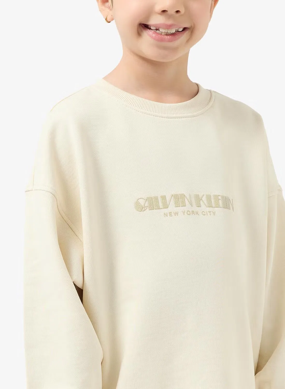 Calvin Klein Jeans Платье мини с блестками, бело-серый — фото 4