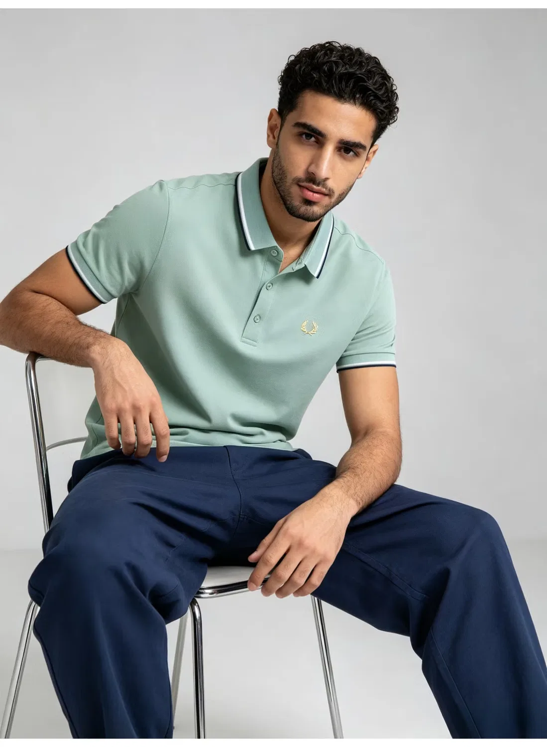 Поло с контрастными полосками, короткий рукав, Fred Perry, зеленый — фото 3