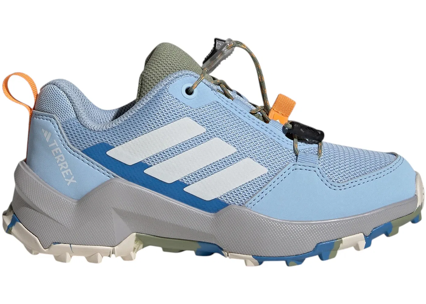 Детские кроссовки для активного отдыха с быстрой шнуровкой Adidas Terrex AX4S Speed Lacing, Glow Blue/Chalk White/Grey Two