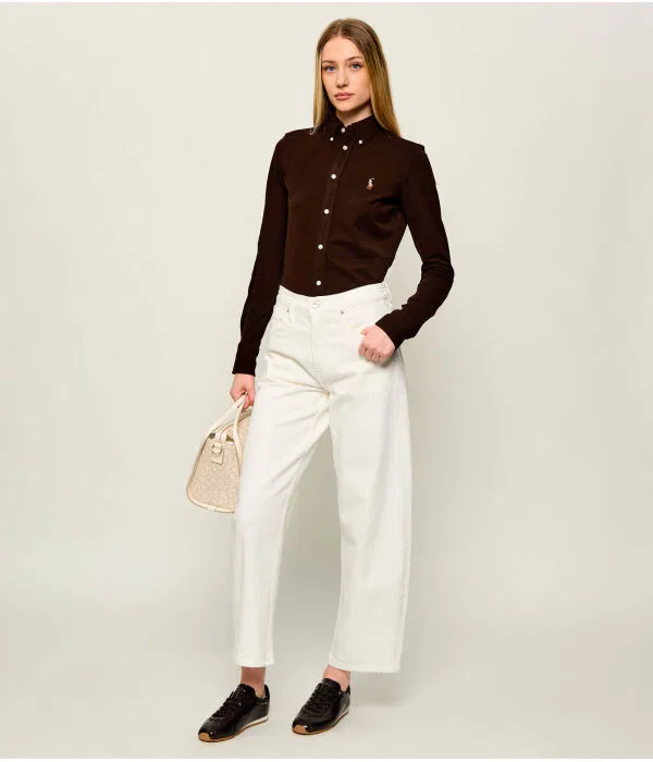 Женская рубашка из хлопка Oxford Polo Ralph Lauren, коричневый — фото 2