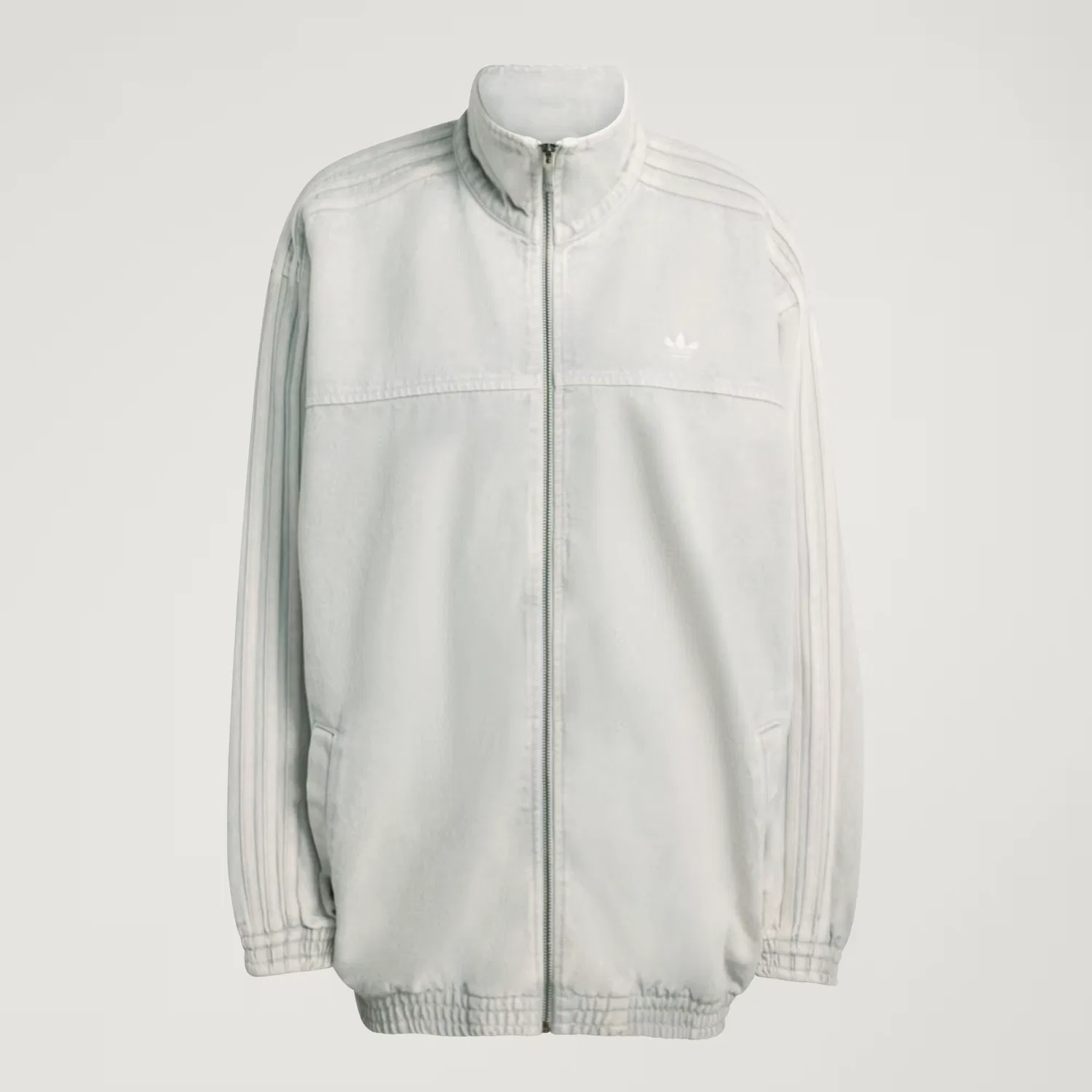 Женская джинсовая олимпийка на молнии Firebird Adilenium Adidas Originals, светло-серый деним — фото 4