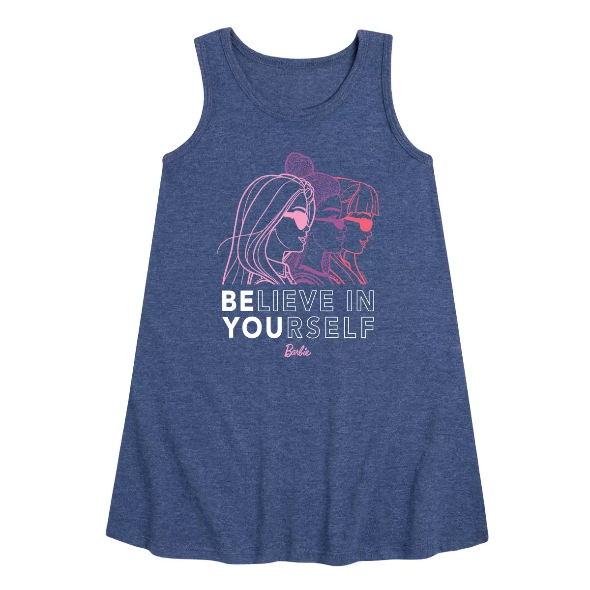 Детское платье-трапеция без рукавов Barbie Believe in Yourself, Heather Navy