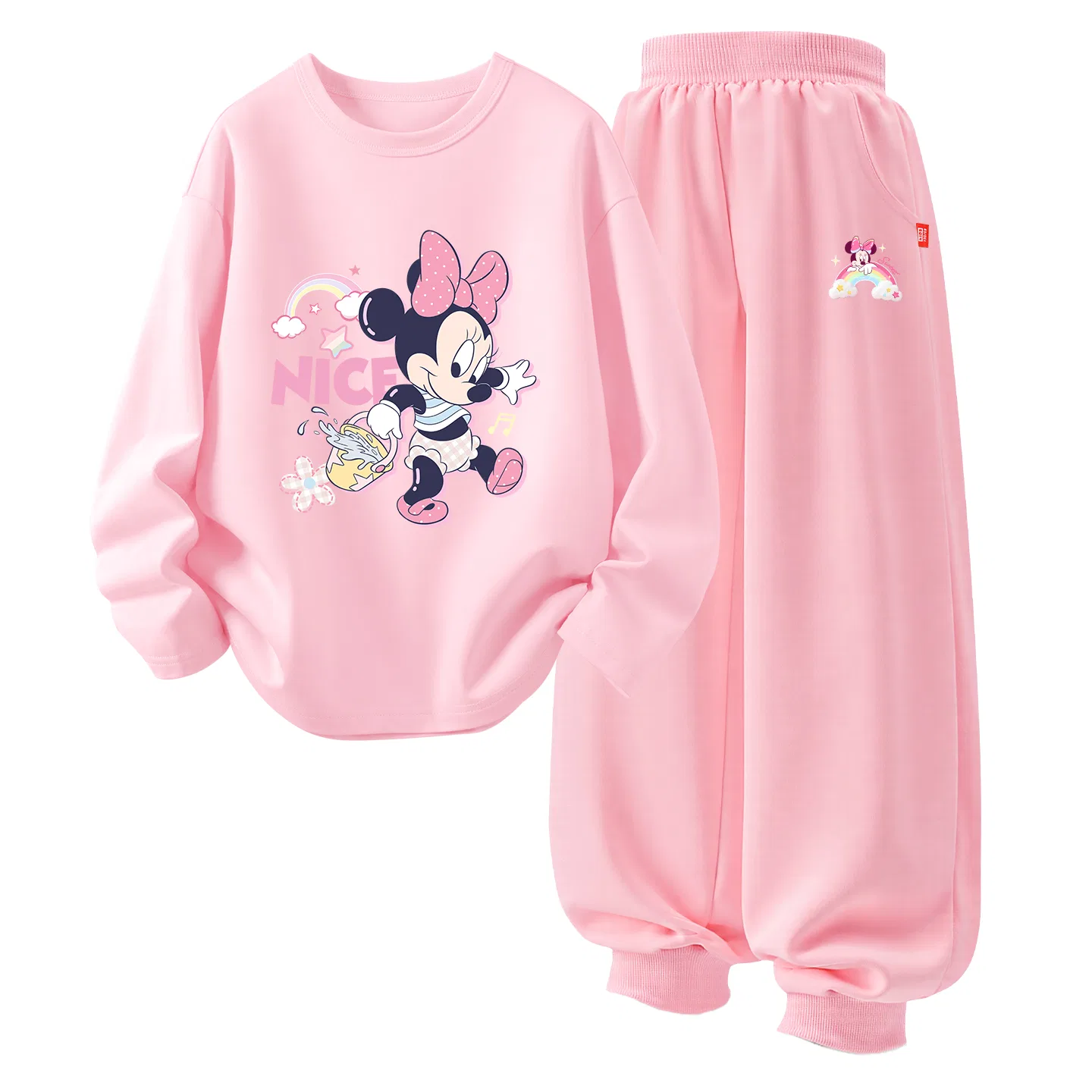Детский комплект для девочек из футера с принтом Disney, DiCai Water Light Pink+DiDo Rainbow K Pink