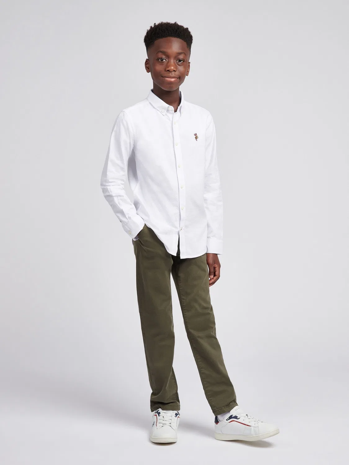 Рубашка оксфордская классическая U.S. Polo Assn, белый — фото 3