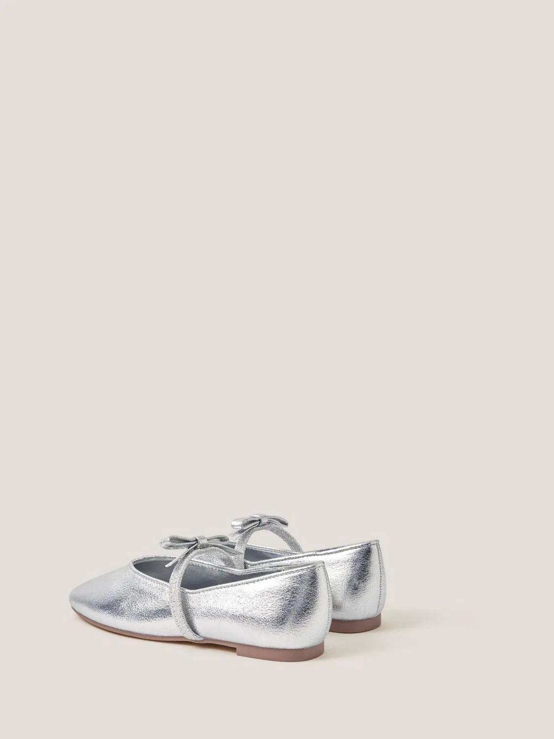 Балетки с бантом, Metallic Monsoon, Silver — фото 2