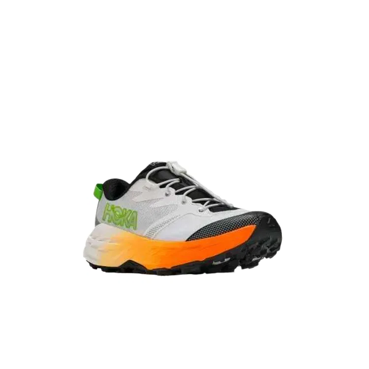 Детские беговые кроссовки для девочек и мальчиков с амортизацией HOKA ONE ONE, Morning Frost White/Neon Orange — фото 4