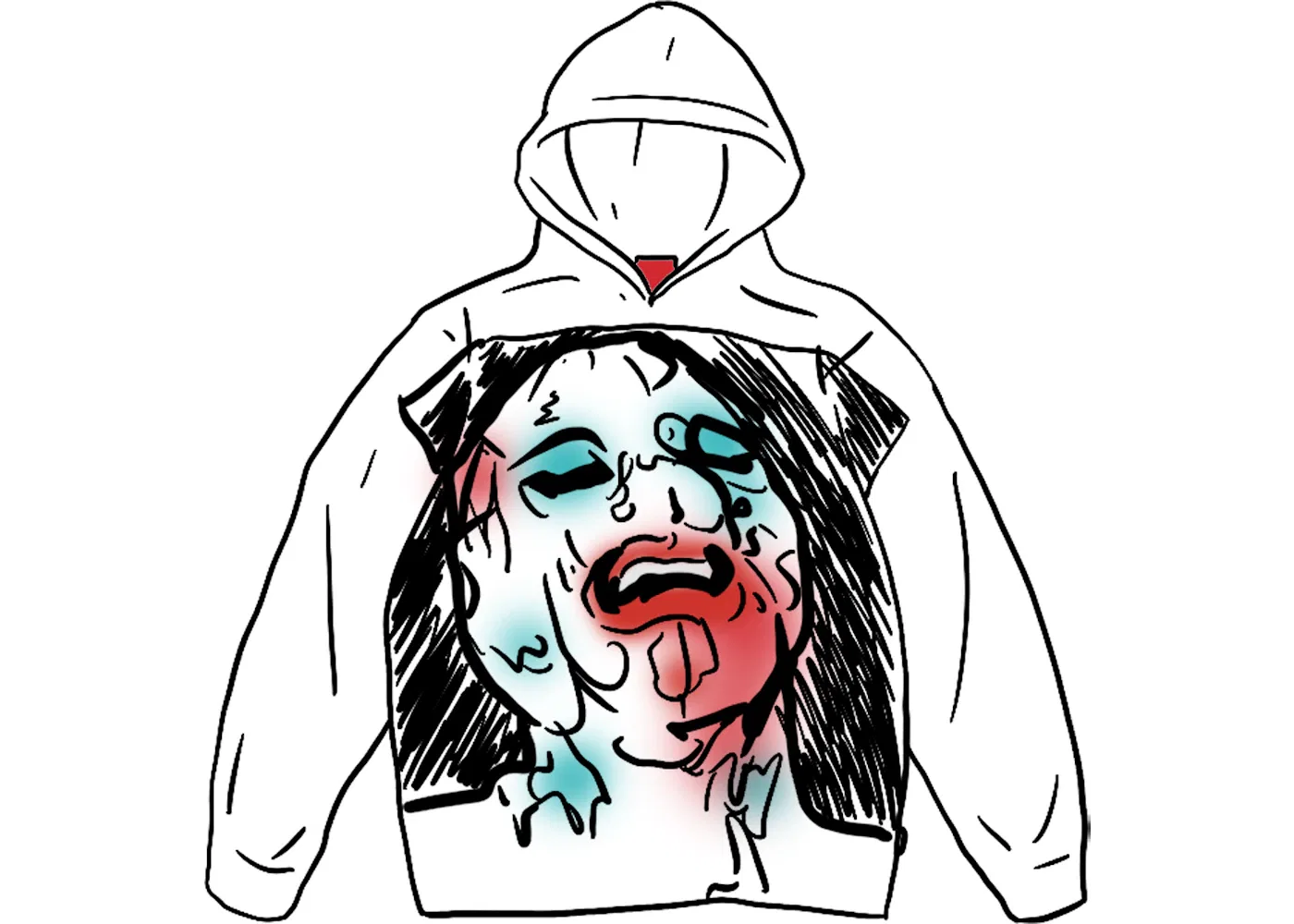 Мужская худи с принтом Supreme Leigh Bowery Airbrushed Hooded Sweatshirt, White
