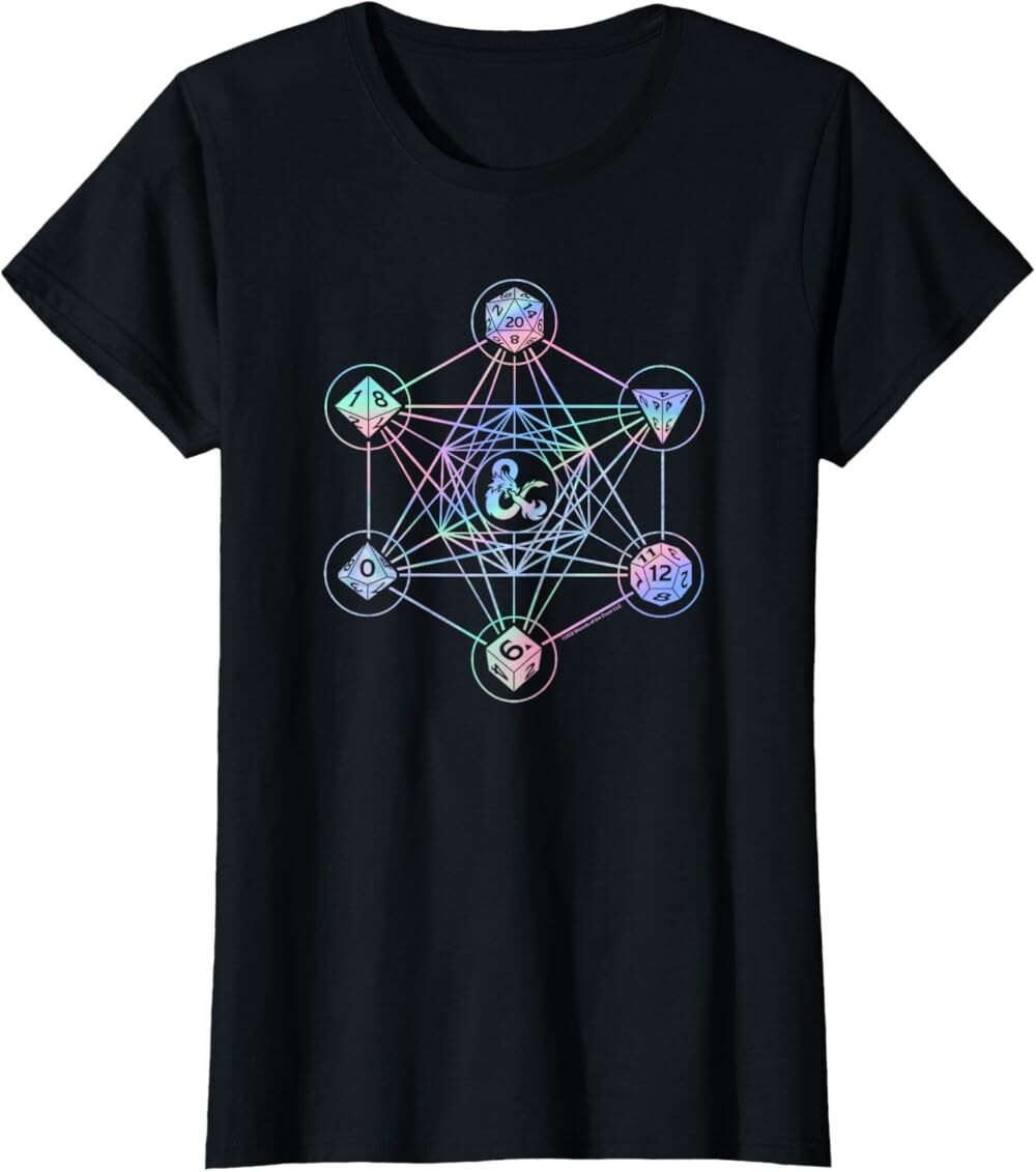 

Женская футболка Dungeons & Dragons 6 Die Geometric Hologram, черный
