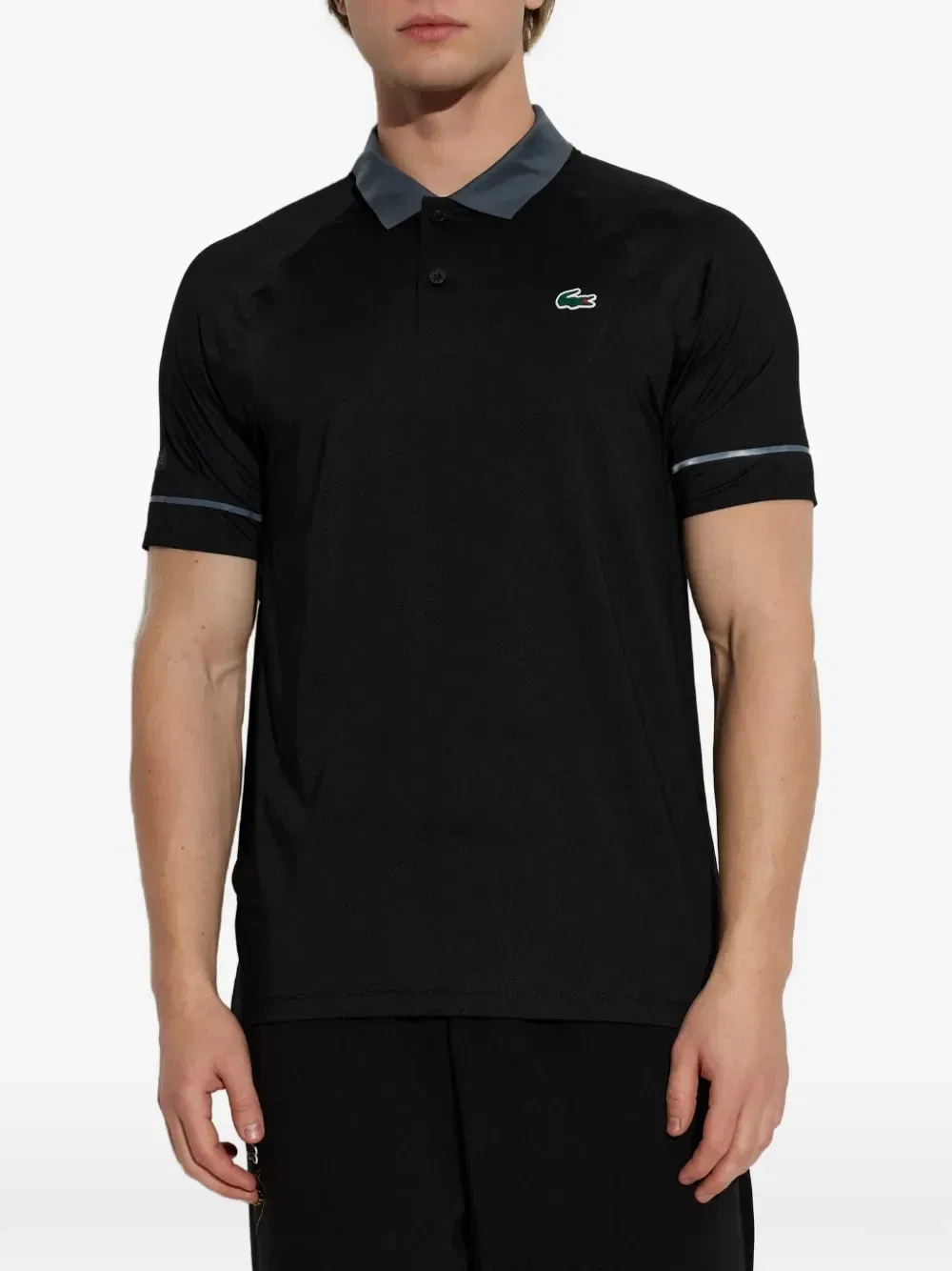 Поло Lacoste X Novak Djokovic для выступлений на корте, черный — фото 3