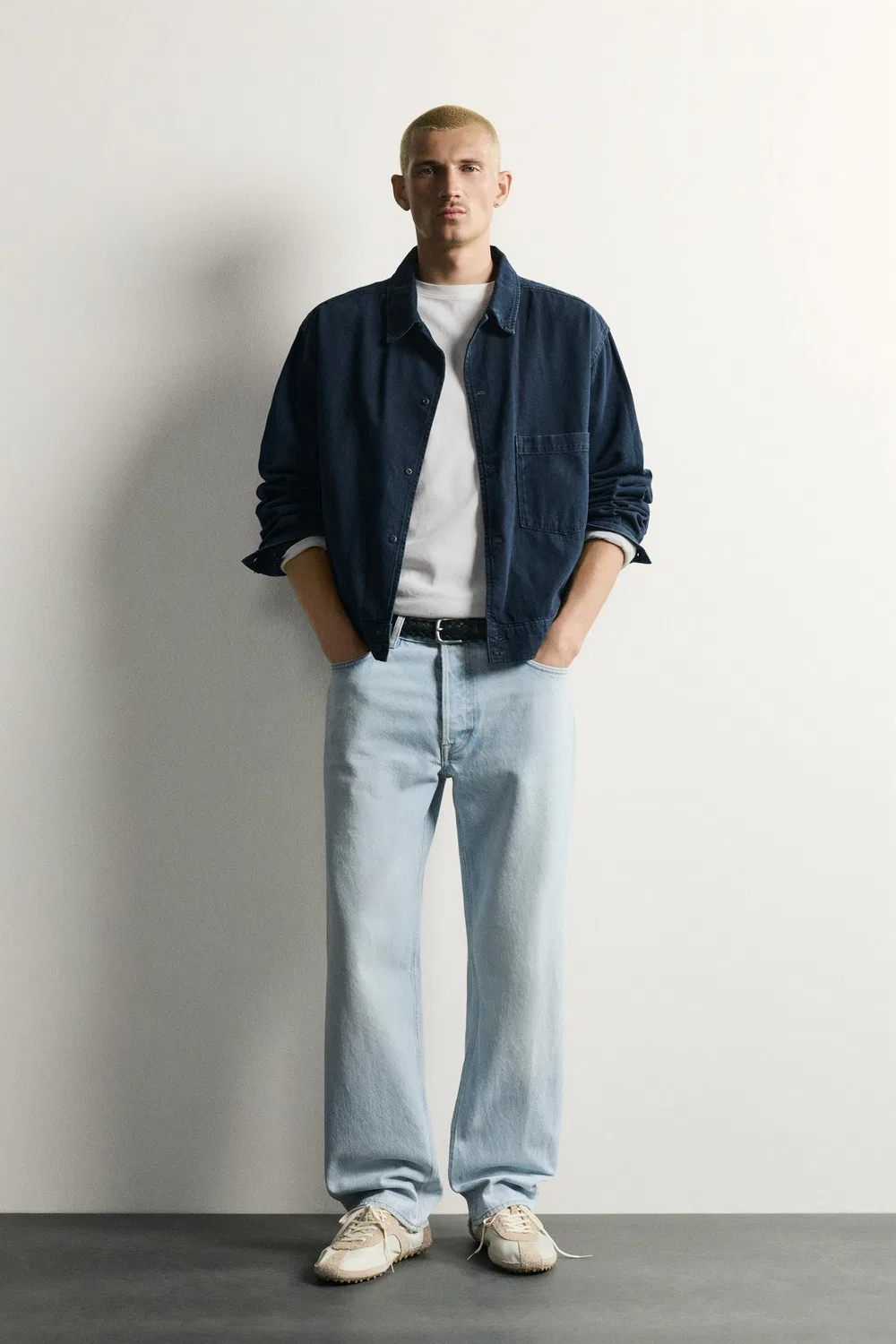 Прямые джинсы, облегающие щиколотку ZARA, Light blue