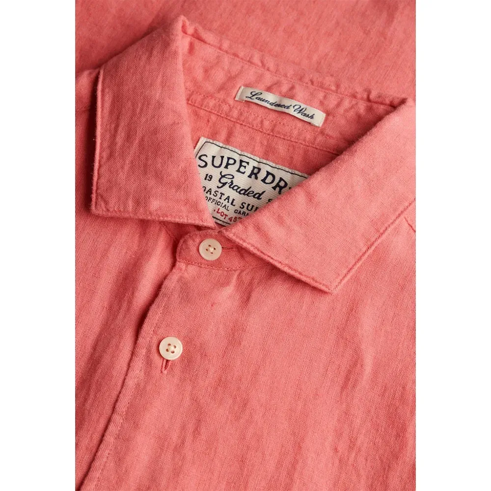 Рубашка с коротким рукавом Riviera Linen Superdry, розовый — фото 4
