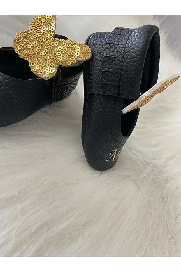 Детские мокасины для новорожденных с графическим принтом Baby moccasin named Betülün Diktikleri, Black — фото 4