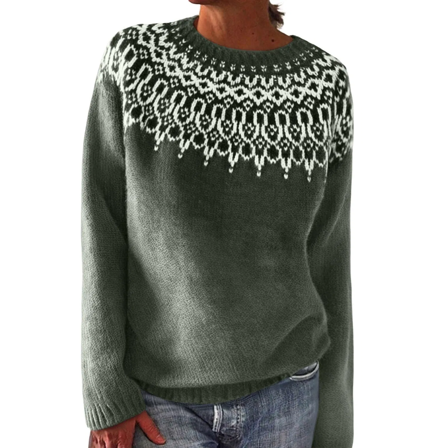 Женский свитер с длинным рукавом Norwegian, W-blackish Green
