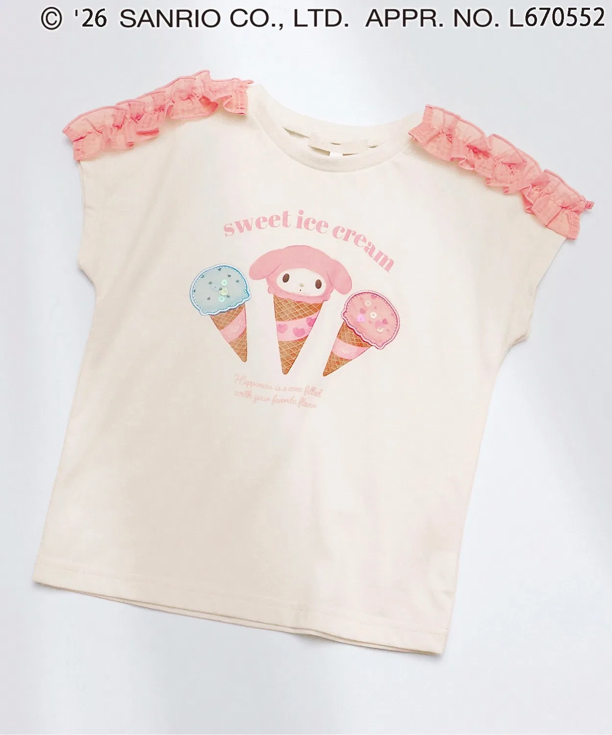 Детская футболка с длинным рукавомMy Melody & Kuromi, sanrio, Ivory