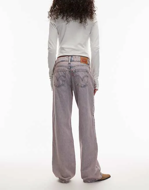 Розовые свободные джинсы Levi's с супернизким краем — фото 3
