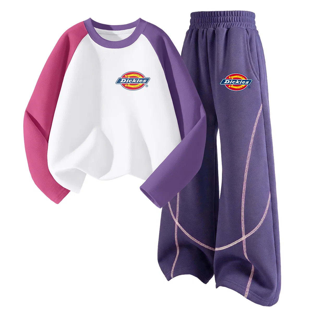 Детский комплект из двух лонгсливов с круглым вырезом Dickies, Pink Purple/Berry Purple — фото 3