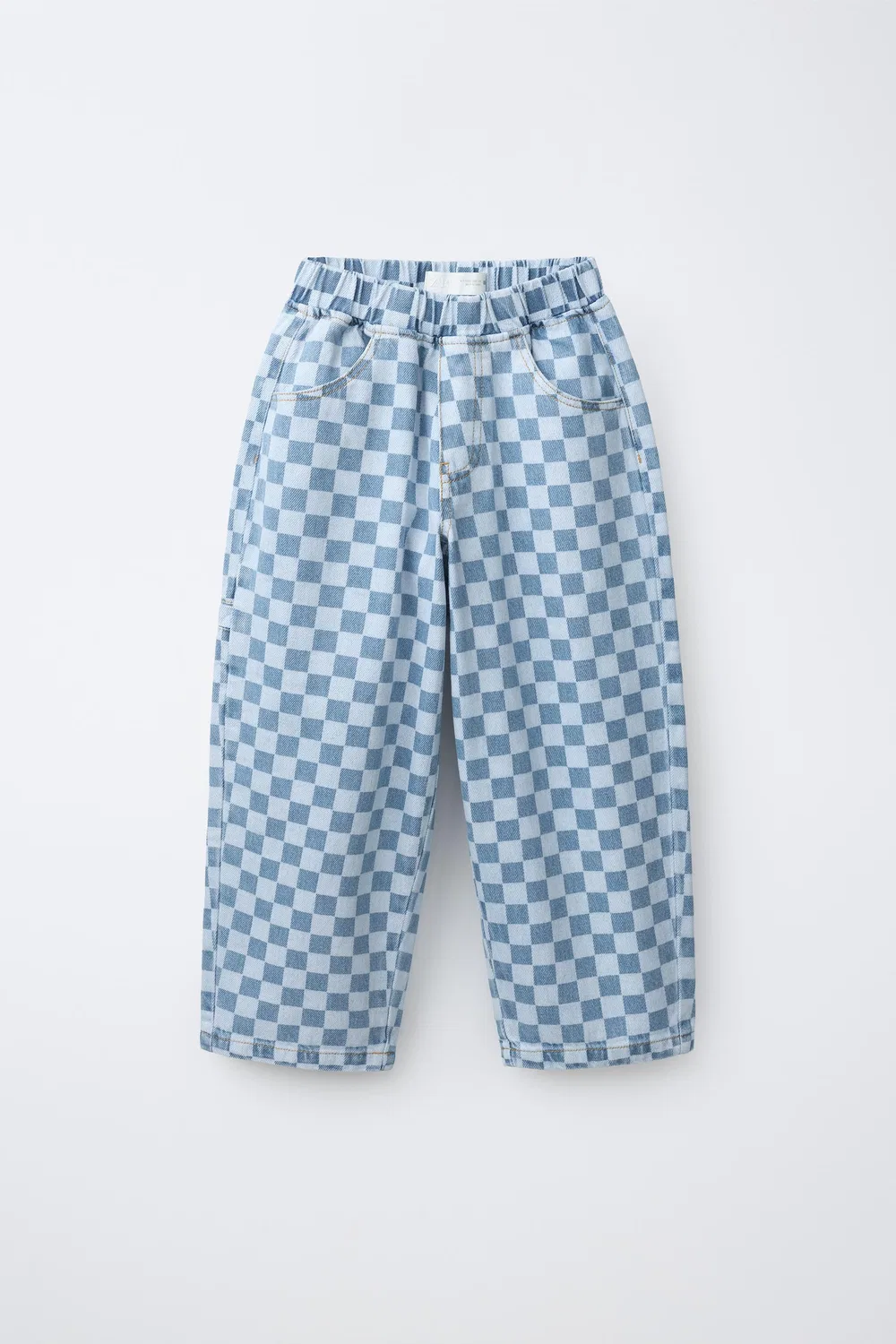Джинсы свободного кроя с клетчатым принтом ZARA, Blue