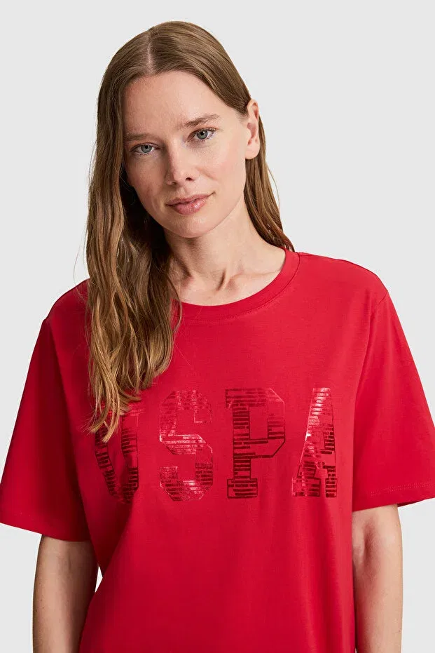 Женская футболка хлопковая с круглым вырезом U.S. Polo Assn., Basic Red — фото 2