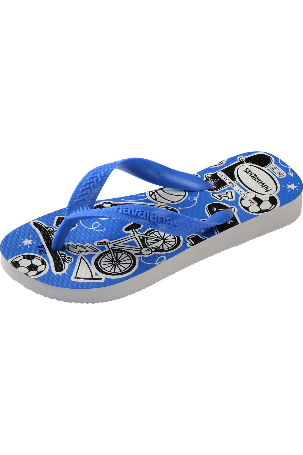 Сандалии детские с контурной стелькой Printed Footbed Havaianas, белый/синий — фото 4