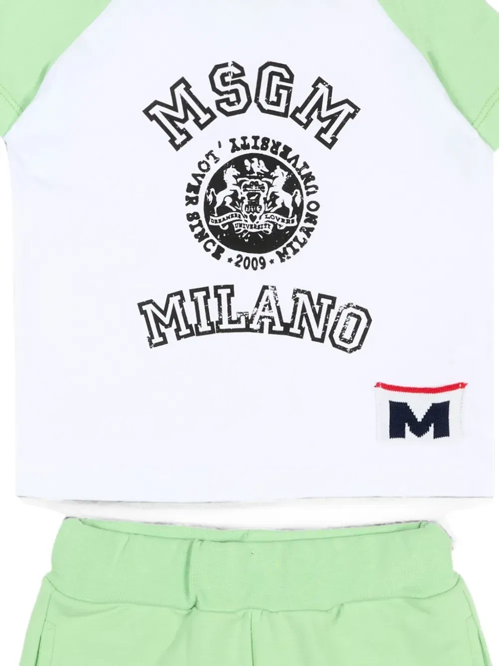 Комплект из шорт с рукавами реглан и логотипом Msgm Kids, зеленый — фото 3