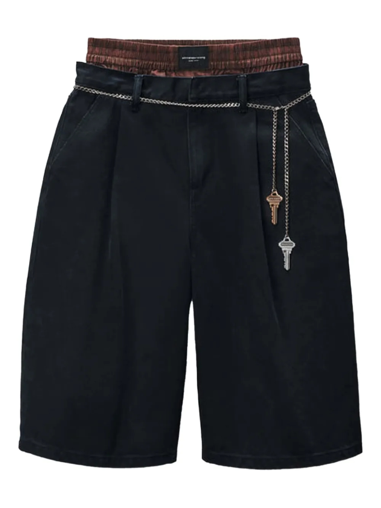 

Шорты Alexander Wang со складками, украшенные цепочками, черный