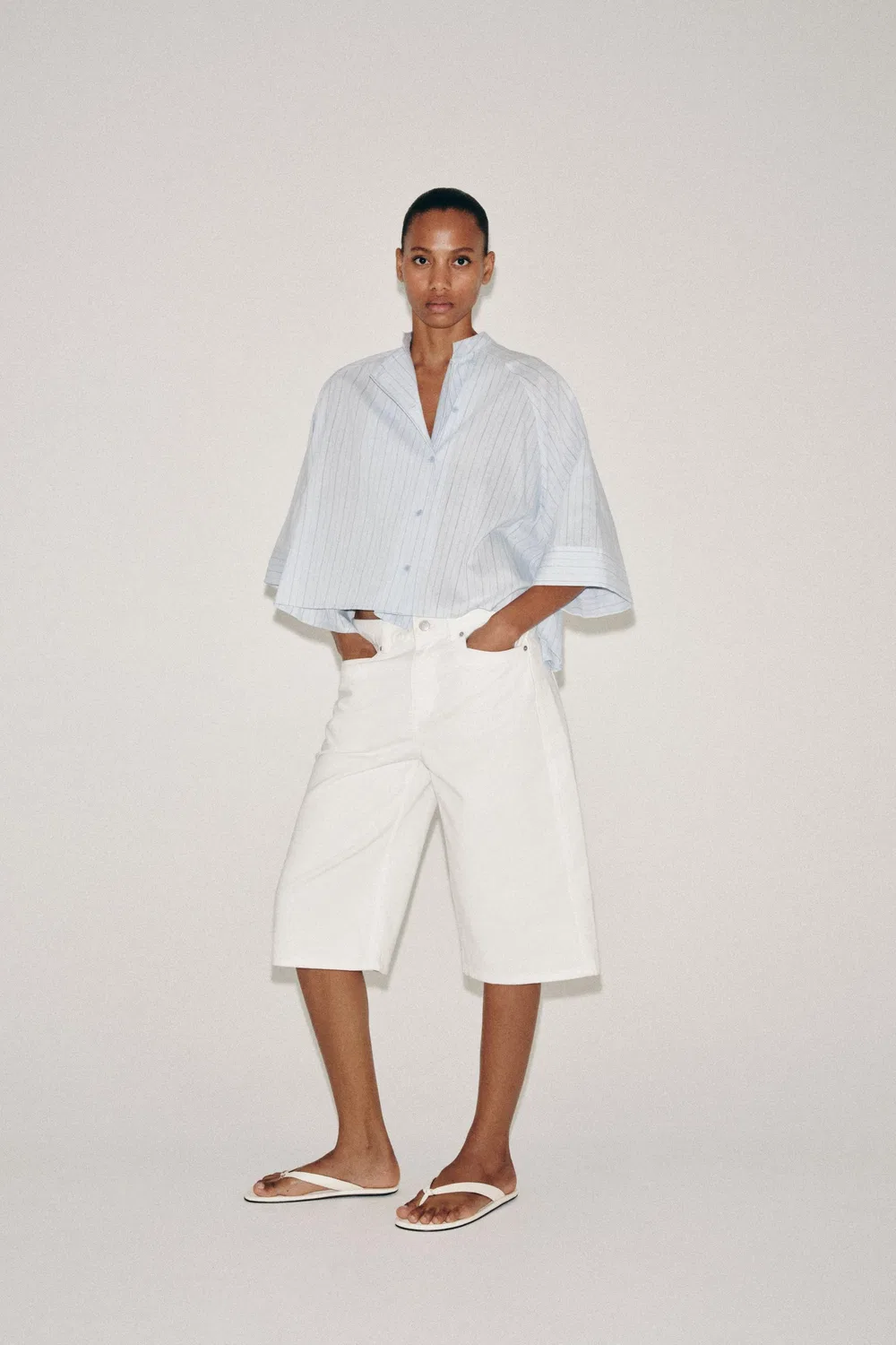Рубашка в асимметричную полоску из коллекции ZW ZARA, Blue