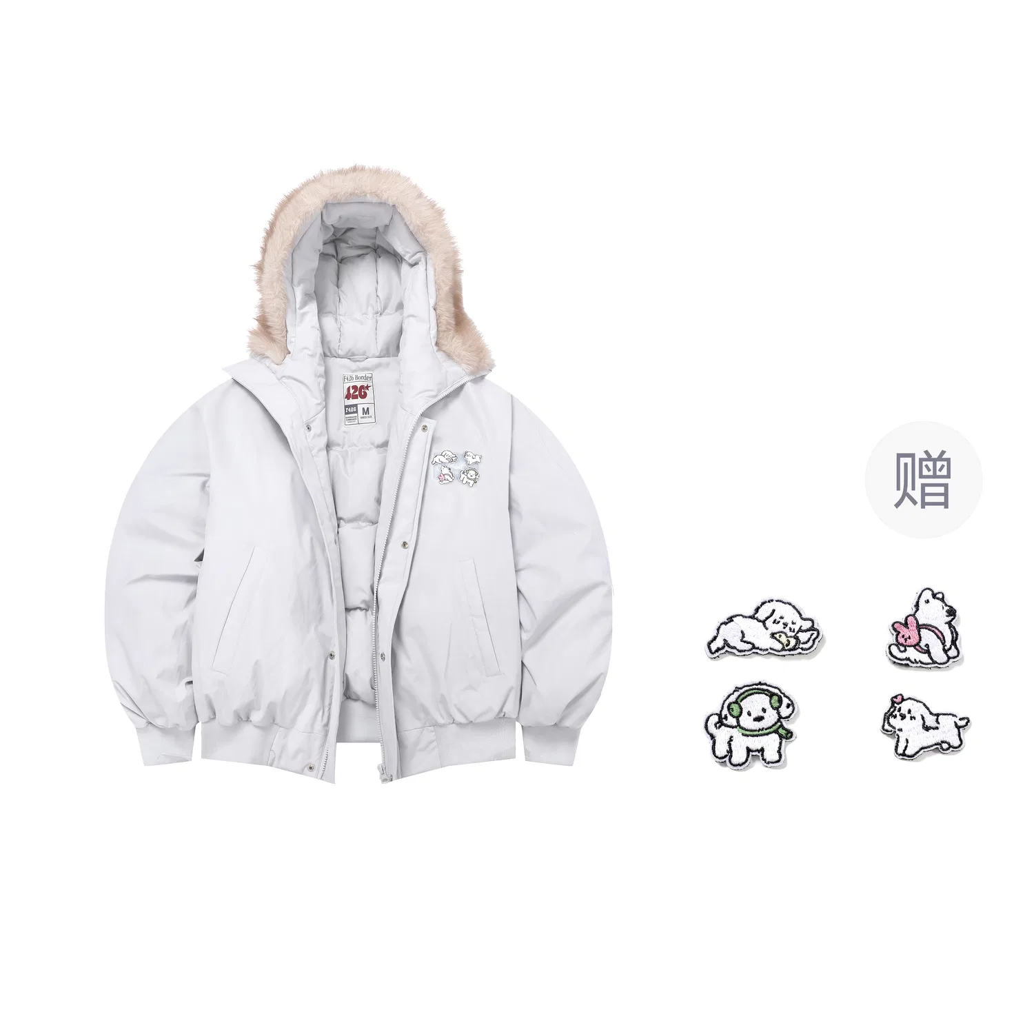 Детский утепленный пуховик-парка с капюшоном F426, Light Gray — фото 3
