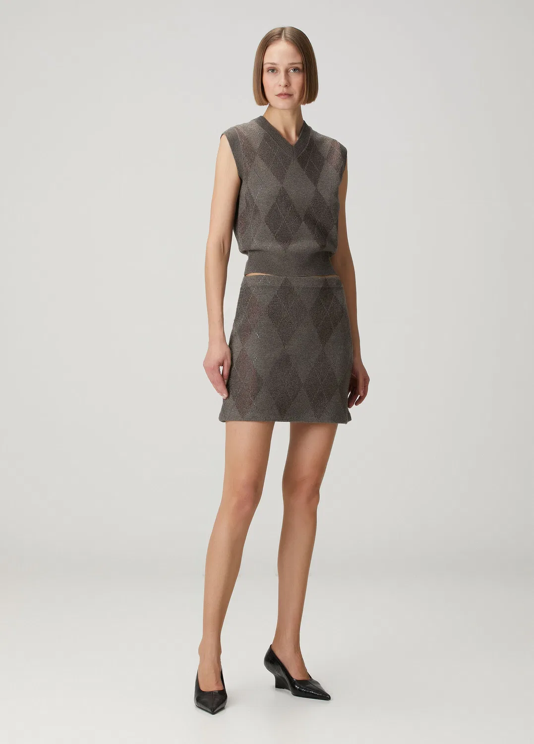 Юбка трикотажная мини Alexander Wang, brown
