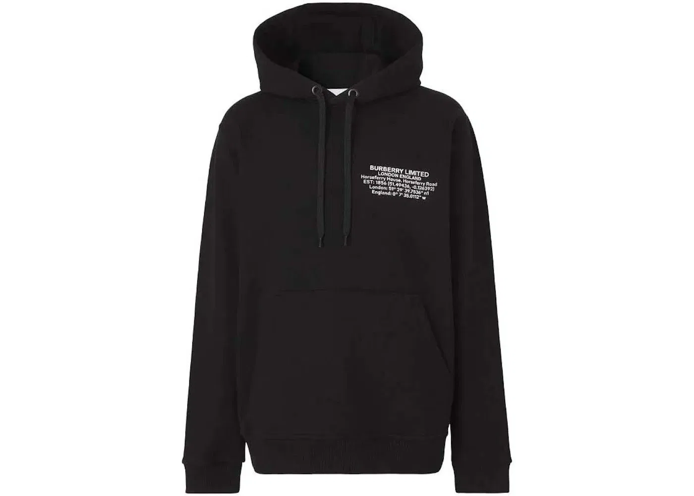 Мужская худи с принтом Burberry Location-Print Drawstring Hoodie, Black