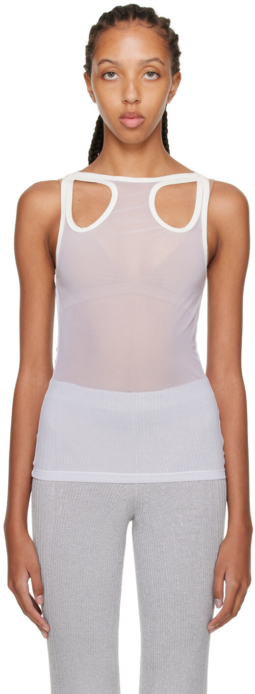 

Белая майка прямого кроя с петлей Dion Lee