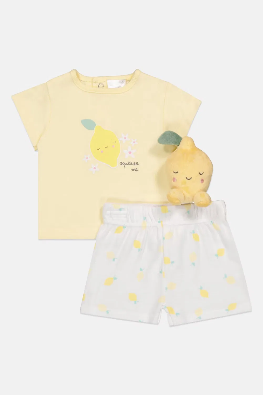 Комплект футболка шорты с плюшевой игрушкой-лимоном Rock-A-Bye Baby Boutique, разноцветный — фото 4