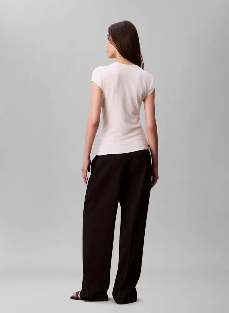 Футболка с классическим круглым вырезом Calvin Klein, тофу — фото 2