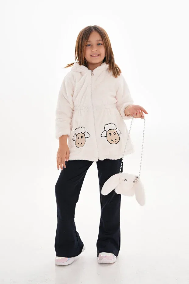 Детское пальто для девочек с вышивкой Petite Roba Kids, Ecru
