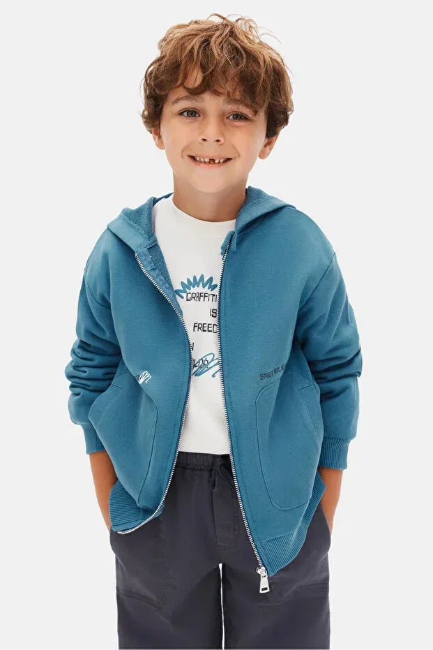 Детский кардиган на молнии для мальчиков хлопковый Freedom Zippered Cardigan Generic Brands, Blue