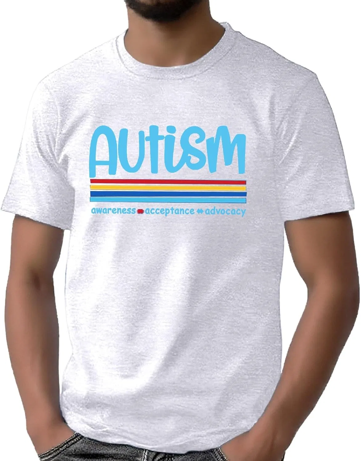 Мужская футболка оверсайз с принтом Autism Awareness, White