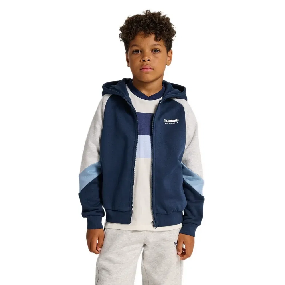 Детский свитшот с принтом Loose Blocked Hummel, Blue