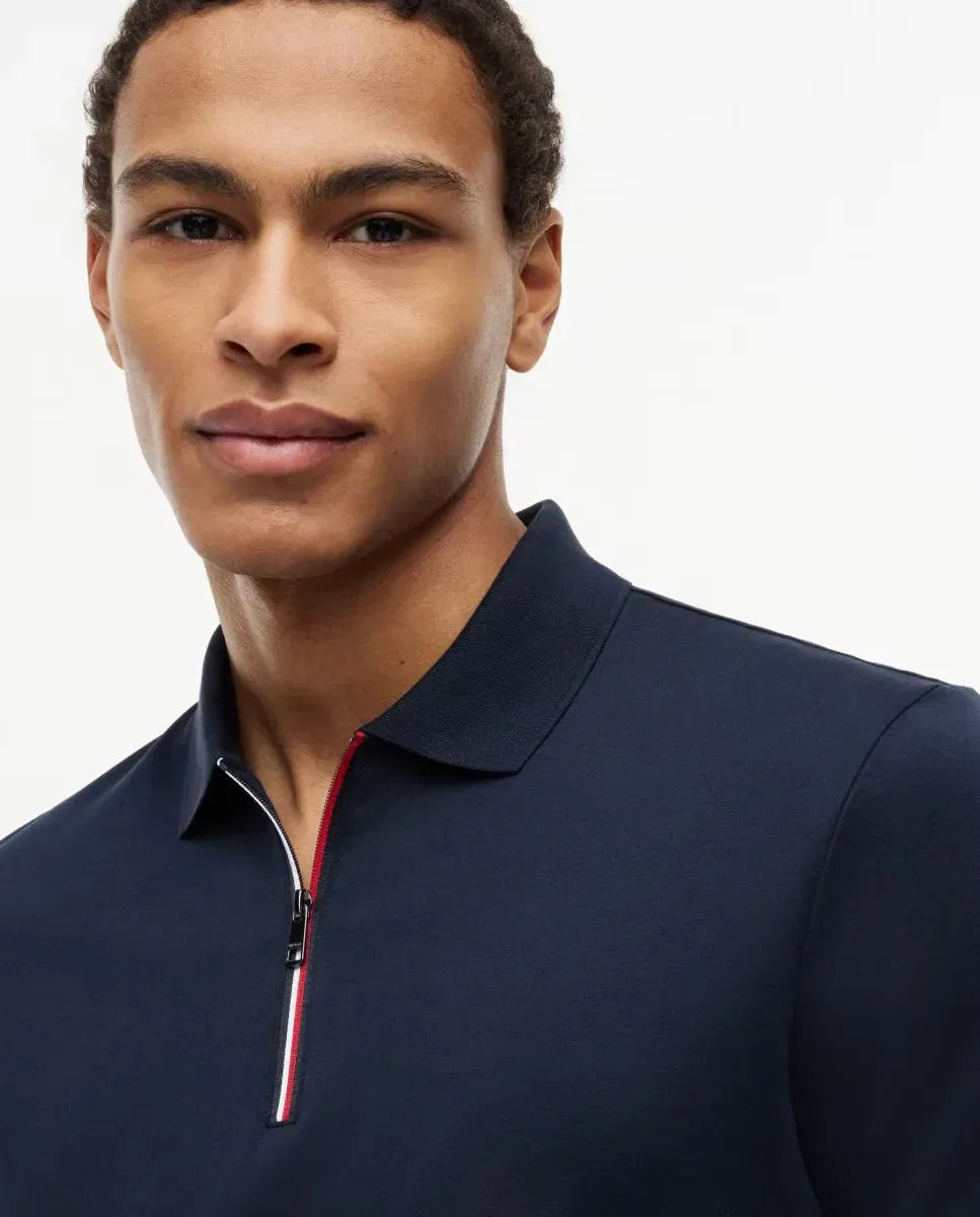 Мужское поло с коротким рукавом из мерсеризованного хлопка Tommy Hilfiger, Azul Marino — фото 3