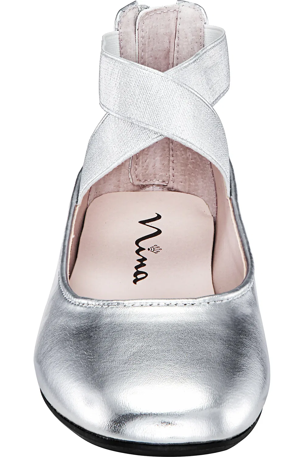 Детские балетки на перекрестных ремешках Marissa Nina, Silver Metallic — фото 4
