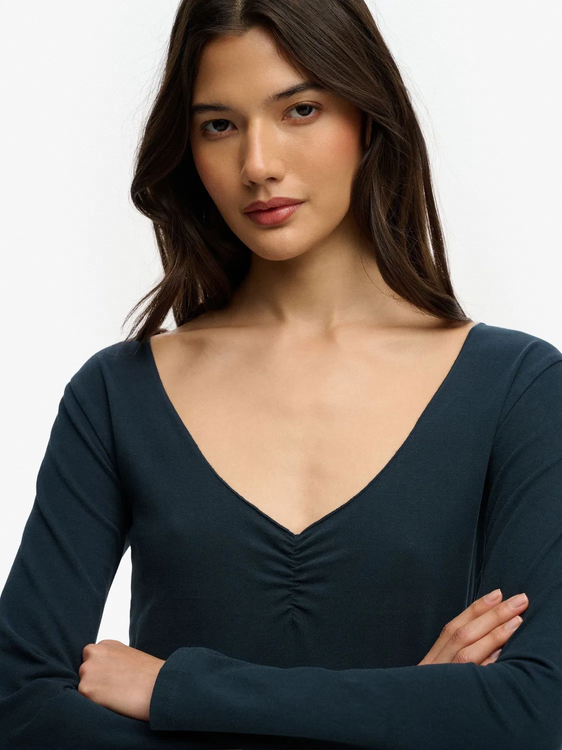 Топ Athletic Essential Gathered Long Sleeve Superdry, синий — фото 4